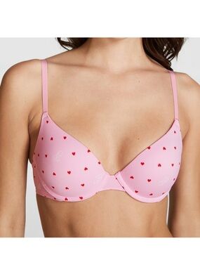 PINK Victoria's Secret Pink Bra with Red Heart Print size 36C